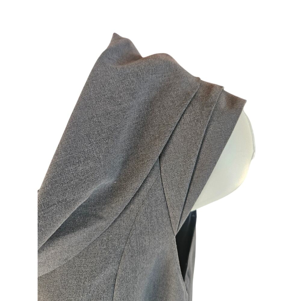 Tahari Gray Sleeveless Dress Sz 10 Cowl Neck Zip Up Back Slit Back - Picture 4 of 8